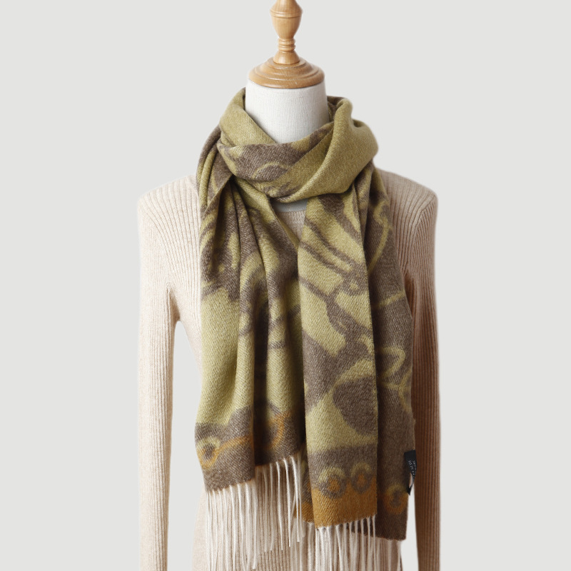 Reversible Chain Pattern Jacquard Cashmere Stole Scarf
